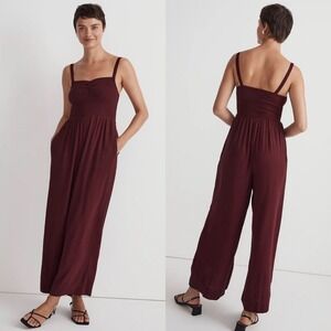 Madewell The Lucie Wide Leg Jumpsuit in Cabernet Size Small NK496 NWT